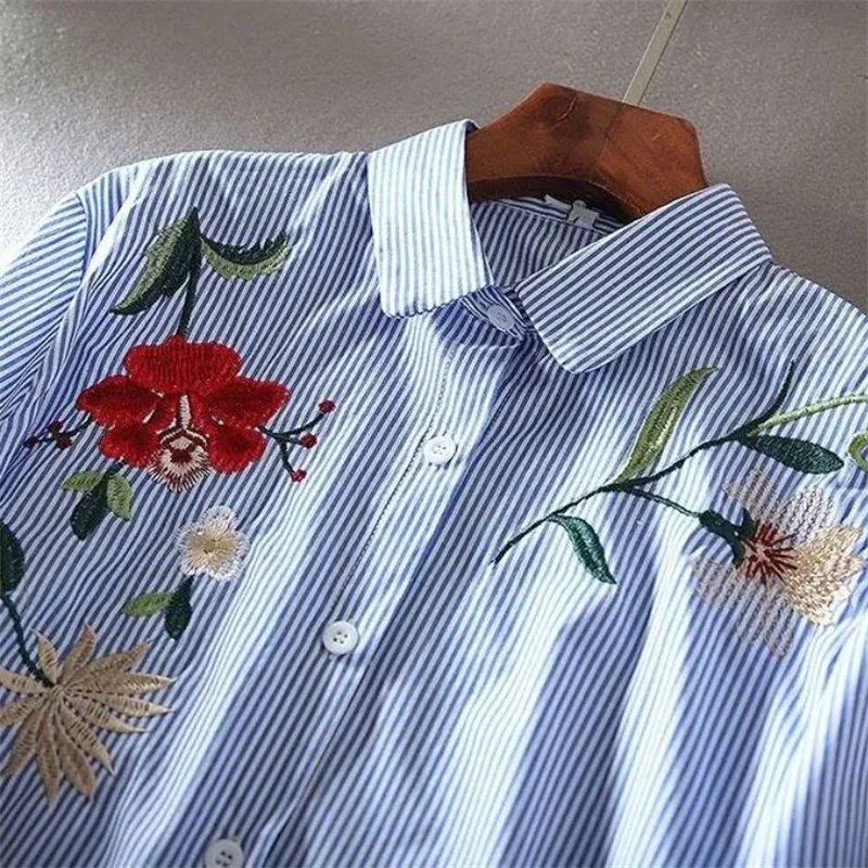Embroidered Shirt For Women Blouse Artistic Blous Retro Woman Blouse Loose Top Lapel Cardigan Summer Leisure Woman Clothes Shirt    Your Coastal Marketplace | Shoreshopper.com