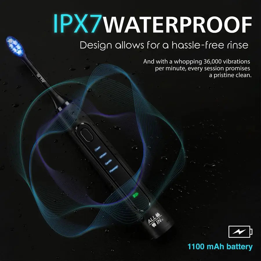 Sonic Rechargeable LED Whitening Toothbrush Blue amp RED LED Light Technology 4 Advanced Deep Cleaning Modes with a Timer Adult - ShoreCo.Shop
