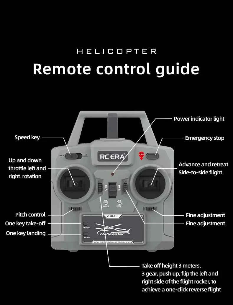 RC ERA Weathered Marine C032 UH1Huey One Click Inverted Flight TOF Optical Flow Gyro Stabilized RC Helicopter for Adults
