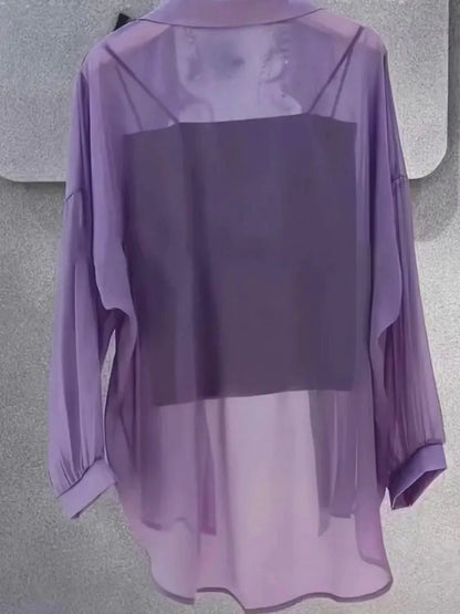 New Women's Shirt | Lightweight Breathable, Solid Color, Straight Button Placket, Lapel, Long-Sleeve, Outerwear & Sun-Protective    Your Coastal Marketplace | Shoreshopper.com