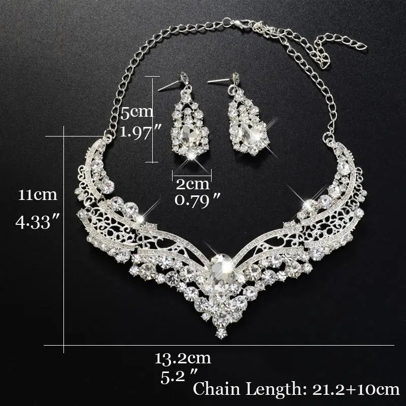 Luxurious Wedding Jewelry Sets for Bridal Bridesmaid Jewelery Drop Earring Necklace Austria Crystal Wholesale Gift    Home Decor Supply | Online Retail | ShoreShopper.com