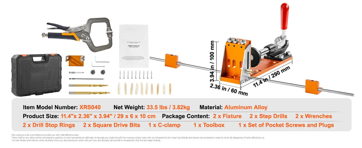 SucceBuy 30 Pcs Pocket Hole Jig Kit Adjustable & Easy to Use Pocket Hole Jig System with Step Drills Wrenches Drill Stop Rings    Home Decor Supply | Online Retail | ShoreShopper.com