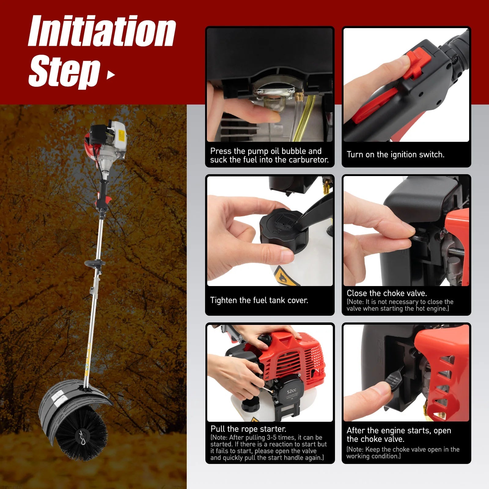 2.3HP 52CC Gas Power Walk Behind Sweeper, Hand-hold Snow Sweeper for Driveway Turf Artificial Grass    Home Decor Supply | Online Retail | ShoreShopper.com