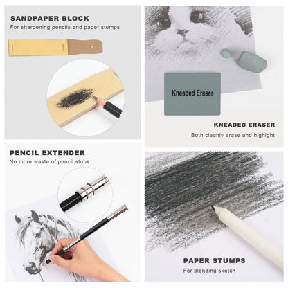 14-60 pcs Drawing Set Sketching Kit - Art Supplies,for Adults Artists with 3-Color Sketchbook,Graphite,Pastel,Charcoal Pencils    Home Decor Supply | Online Retail | ShoreShopper.com