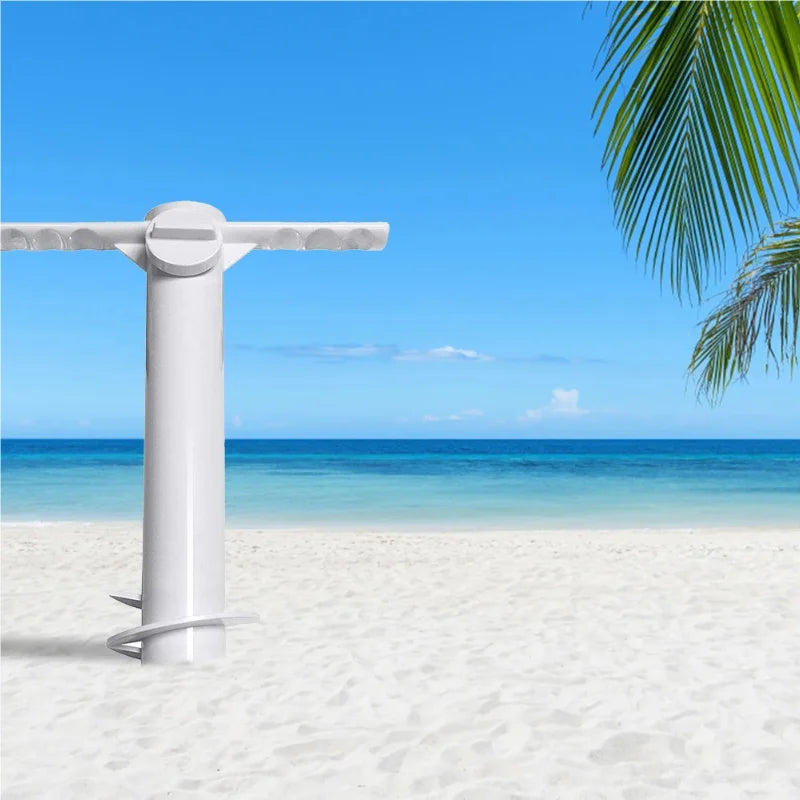 Beach Umbrella Stand And Holder with Spiral Ground Anchor Plug Outdoor Travel Accessory with Hook Inserts for Beach Equipment    Your Coastal Marketplace | Shoreshopper.com