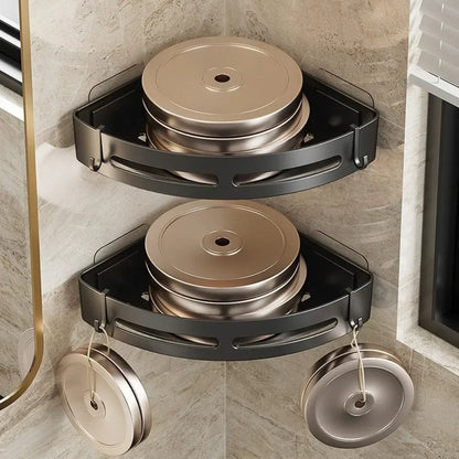 Bathroom Shelves Organizer No Punching Required Kitchen Corner Shelf Racks Shampoo Makeup Storage Holder Shower Towel Caddy Rack    Home Decor Supply | Online Retail | ShoreShopper.com