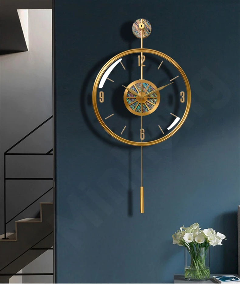 Modern Luxury Large Wall Clock With Pendulum Minimalist Decorative Art Silent Clock Nordic Living Room Bedroom Office Wall Clock    Home Decor Supply | Online Retail | ShoreShopper.com