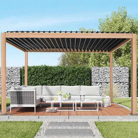 Adjustable Outdoor Garden Gazebo Customized Modern Bioclimatic Motorized Aluminium Louver Glass Aluminum Pergola Oasis