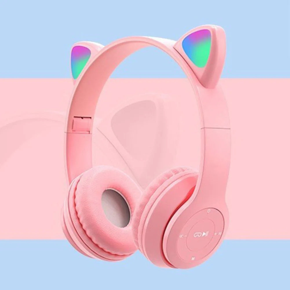 Wireless Headphones Cat Ear Gaming Headset Glow Light Bluetooth-Compatible Helmets Cute Over-Ear Headsets for Kids and Adult    Home Decor Supply | Online Retail | ShoreShopper.com