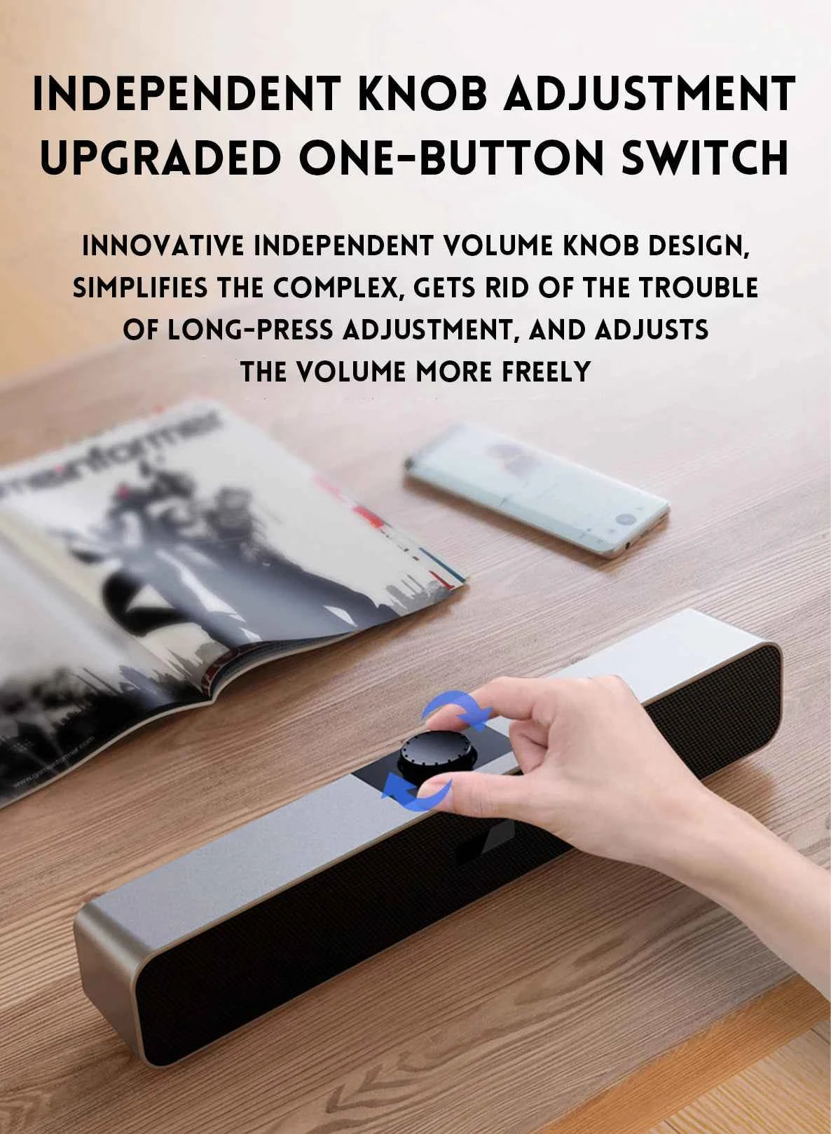 B Computer Speakers with 3.5 mm Aux, Small PC Speakers Powered by USB, USB Soundbar for Monitor，Wired USB Desktop Speaker,