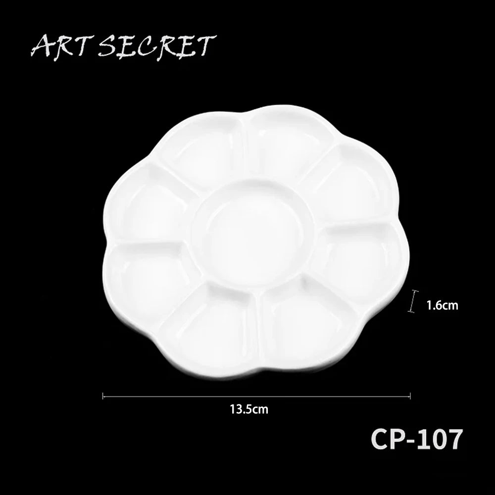 Artsecret 1 pc Simple White Ceramic Multi-Compartment Palette Pigment Mixing Palette Art Supplies Multiple Variants Available    Home Decor Supply | Online Retail | ShoreShopper.com