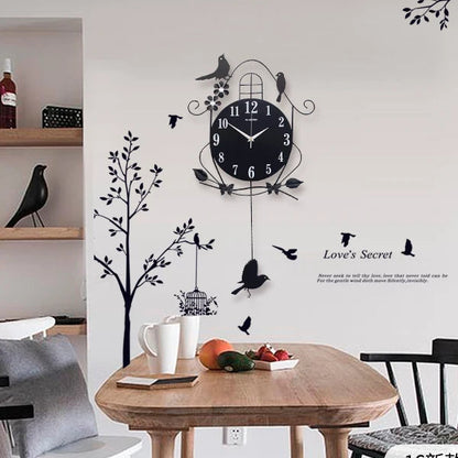 Creative Black Iron Swing Hanging Bird Wall Clock, Durable, Electronic, Large, Arts And Crafts, Modern Design    Home Decor Supply | Online Retail | ShoreShopper.com
