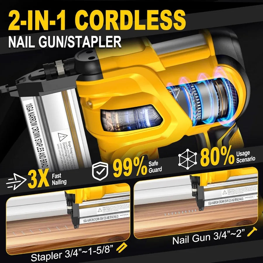 SILVEL 18 Gauge Cordless Brad Nailer 2 in 1 Cordless Nail Gun/Electric Stapler with Dual 4.0Ah Batteries Fast Charging Technolo    Home Decor Supply | Online Retail | ShoreShopper.com