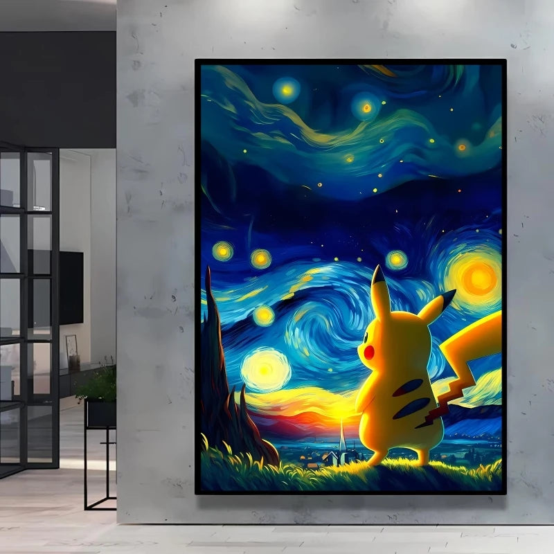 Van Gogh Style Pokemon Pikachu Wall Decoration Multiple Characters Are Available Creating A Unique Artistic Space for Your Home    Home Decor Supply | Online Retail | ShoreShopper.com