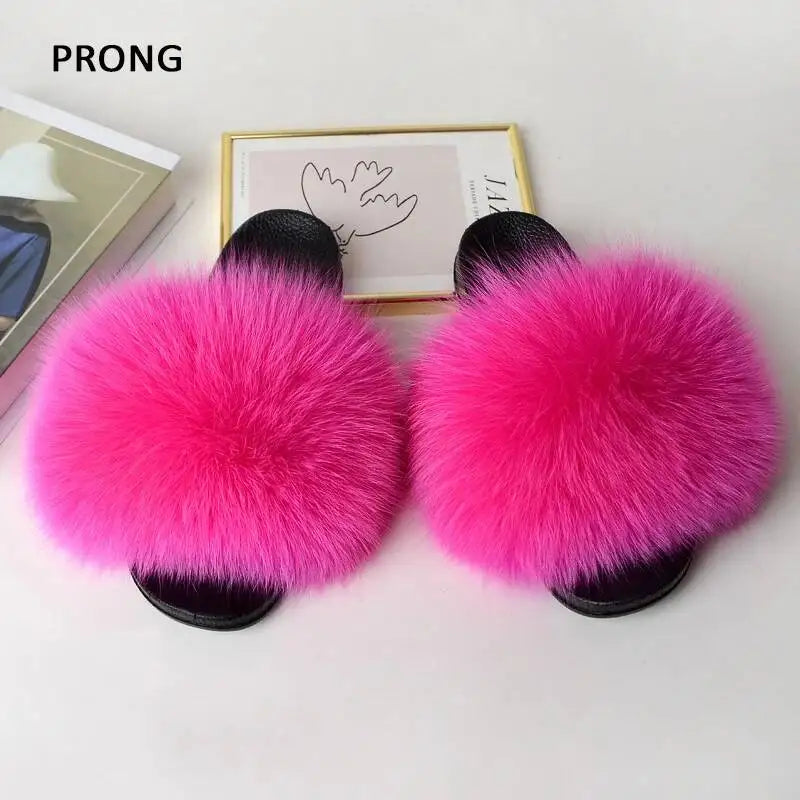 Summer Women Fur Slides Fluffy Furry Slippers Indoor Fuzzy Flip Flops Casual Outdoor Flat Ladies Fur Sandals Plush House Shoes - ShoreCo.Shop