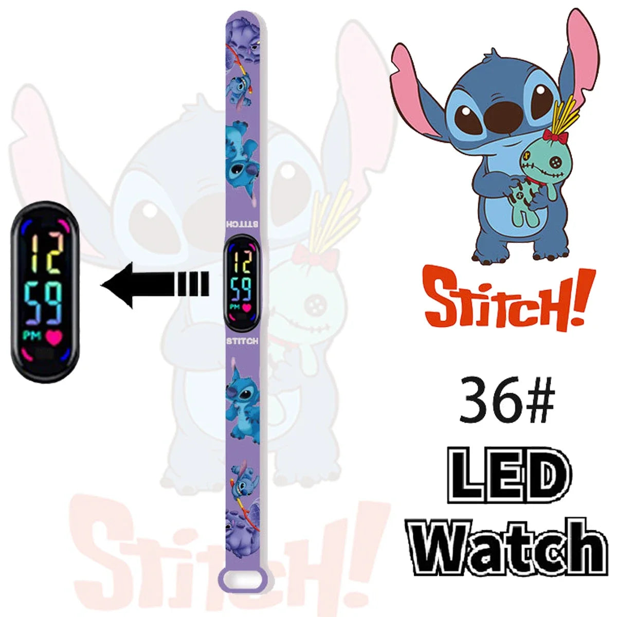 Disney Stitch Digital Kids' Watches Anime Figures LED Luminous Watch Touch Waterproof Electronic Sports Watch Kids Birthday Gift    Home Decor Supply | Online Retail | ShoreShopper.com