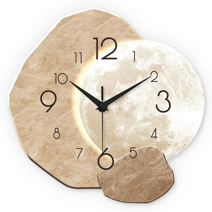 Modern Simple Silent Wall Clock, Moon Design - Quartz Movement, Wooden Material, for Bedroom, Living Room or Office Decoration    Home Decor Supply | Online Retail | ShoreShopper.com