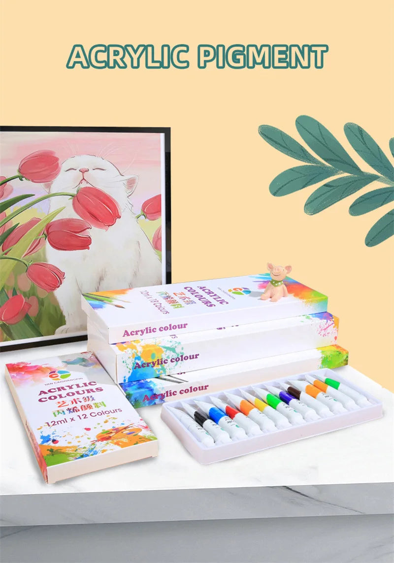 Acrylic Paint Set 12/18/24/36 Colors 12ml Tubes Non-Toxic Waterproof Art Craft Paints for Artists Kids Beginners School Supplies    Home Decor Supply | Online Retail | ShoreShopper.com