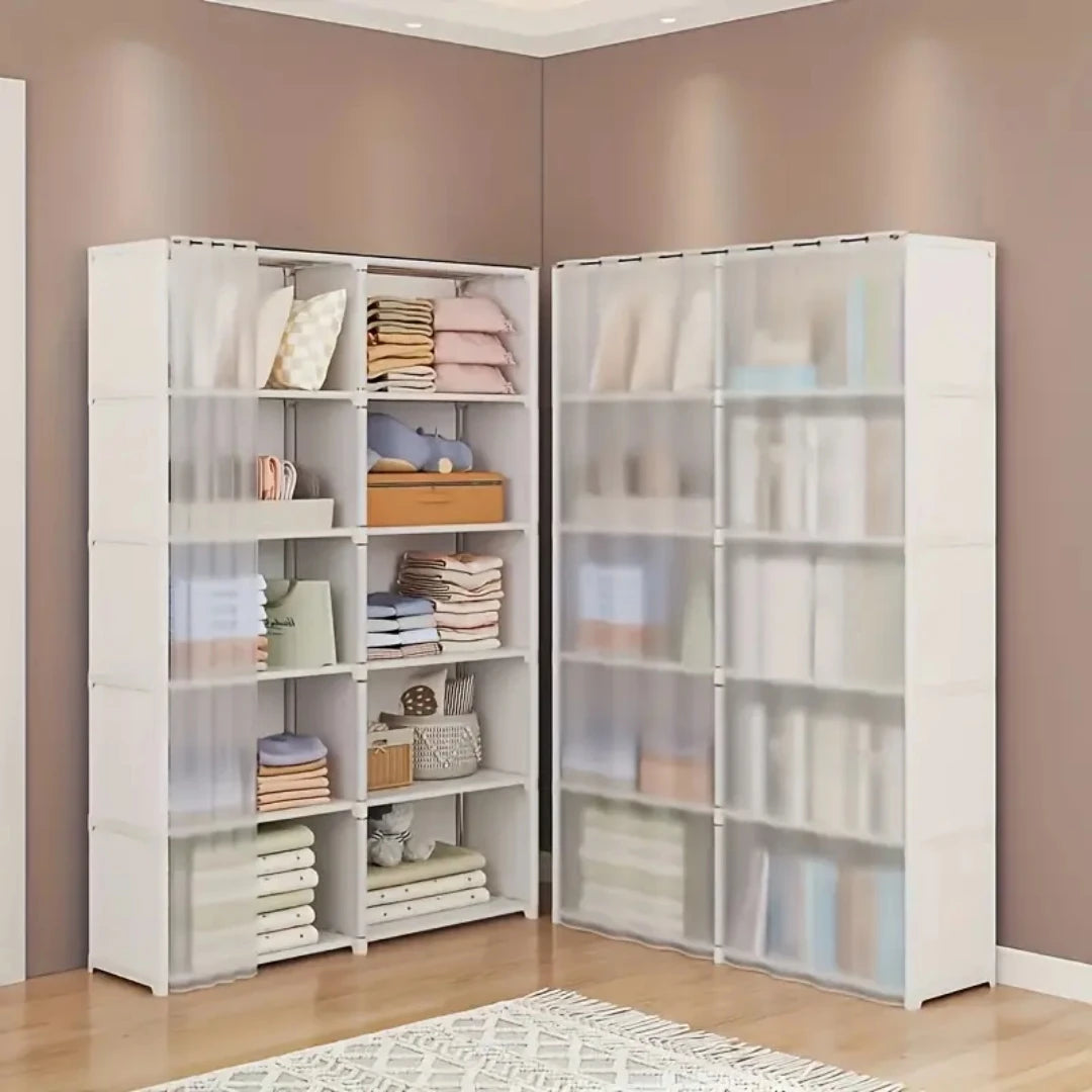 6 Layers Simple Wardrobe Portable Clothes Toys Organizer Dustproof Double Row High Capacity Partition Bookshelf Bedroom Cabinet    Home Decor Supply | Online Retail | ShoreShopper.com