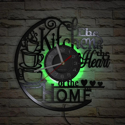 The Kitchen The Heart Of The Home Inspired Vinyl Record Clock Modern Design Vinyl Wall Watch Kitchen Decor Noiseless Timepieces    Home Decor Supply | Online Retail | ShoreShopper.com