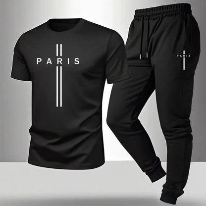 2026 NEW Men's Summer Casual Pants+Short Sleeve T-shirt Set Paris Paris Paris Printed Two Piece Set Men's Sports Set    Home Decor Supply | Online Retail | ShoreShopper.com