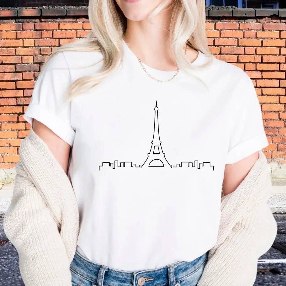 Eiffel Tower T-Shirt: Paris Line Art City Tee, France Travel Shirts Fashion Top Tee Gift for Men Women Shirts    Home Decor Supply | Online Retail | ShoreShopper.com