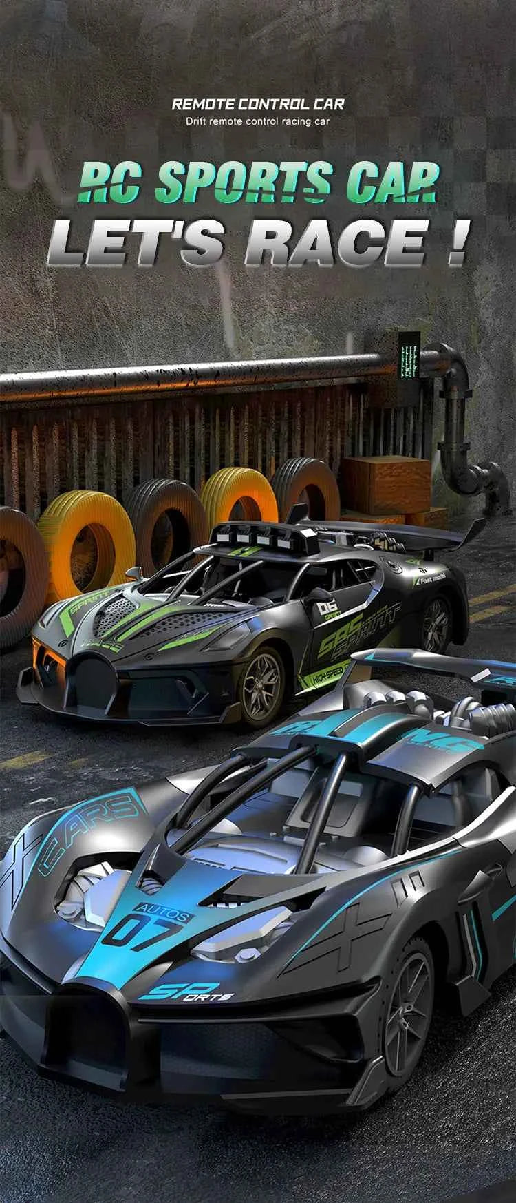 Rc Car 4Ch High-Speed Remote Control Drift Racing Car Electric Sportscar Toy Vehicle Model Toys for Boys Kids Birthday Gift