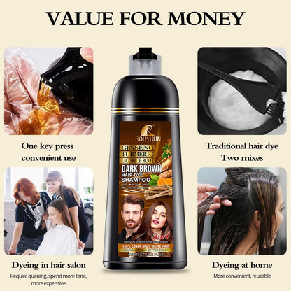 Brown Hair Color Shampoo for Gray Hair Instant Hair Dye Shampoo Hair Coloring in Minutes Natural and Long lasting color Hair Dye - ShoreCo.Shop