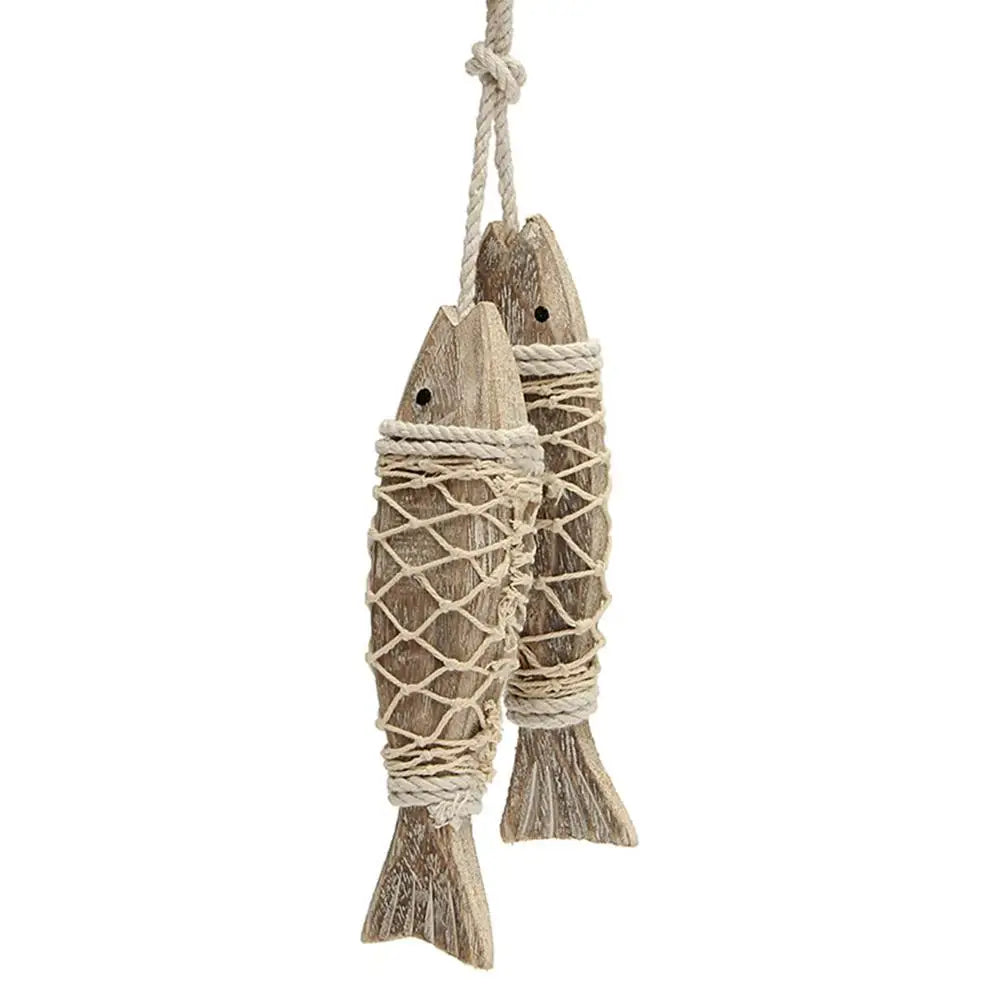 1 Pair Hand Carved Wooden Fish Hanging Marine Coastal Wall Sculptures Wooden Carved Fish Wall Decor Home Room Nautical Decor    Your Coastal Marketplace | Shoreshopper.com