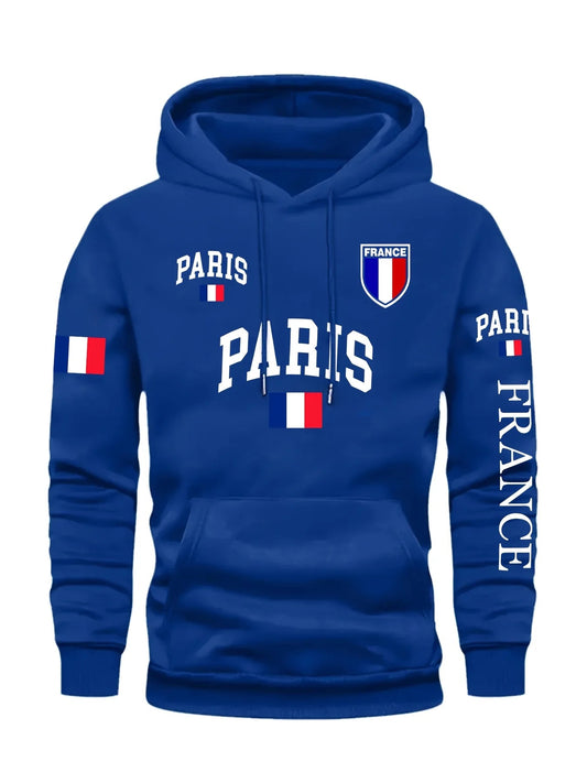 Men's Paris France Flag Letter Graphic Hoodie Pullover Kangaroo Pocket Ribbed Cuffs Machine Washable Autumn Winter Sweatshirt    Home Decor Supply | Online Retail | ShoreShopper.com