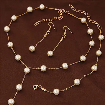 Charming White Pearl Necklace Bracelet Earring Jewelry Set Women Bridal Wedding Elegant Accessories    Home Decor Supply | Online Retail | ShoreShopper.com