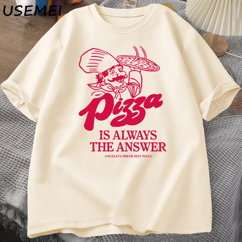 Pizza Is Always The Answer Food Printing T Shirts for Women Men Funny Graphic T Shirt Cotton Short Sleeve Summer Tee Shirt Tops    Home Decor Supply | Online Retail | ShoreShopper.com