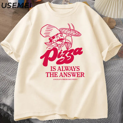 Pizza Is Always The Answer Food Printing T Shirts for Women Men Funny Graphic T Shirt Cotton Short Sleeve Summer Tee Shirt Tops    Home Decor Supply | Online Retail | ShoreShopper.com