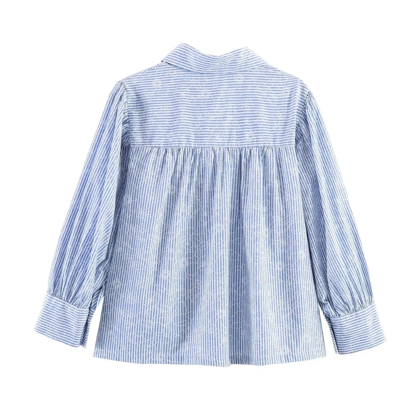 Women's Shirts Spring Summer  Female Lapel Print Striped Shirt Lady Elegant Blouses Casual Temperament Chic Ladies Tops Mujer    Your Coastal Marketplace | Shoreshopper.com