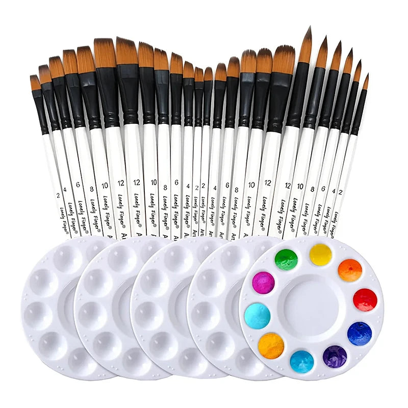 ♥24 Pcs Pearl White Art Paintbrush Set – Nylon Brushes for Oil, Acrylic & Watercolor Painting    Home Decor Supply | Online Retail | ShoreShopper.com