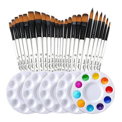 ♥24 Pcs Pearl White Art Paintbrush Set – Nylon Brushes for Oil, Acrylic & Watercolor Painting    Home Decor Supply | Online Retail | ShoreShopper.com