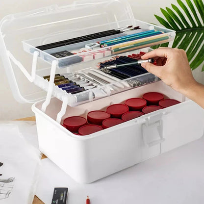 Three-tier Art Toolbox Carry Case – Organizes brushes, paints, palettes, and other art supplies with categorized storage.    Home Decor Supply | Online Retail | ShoreShopper.com