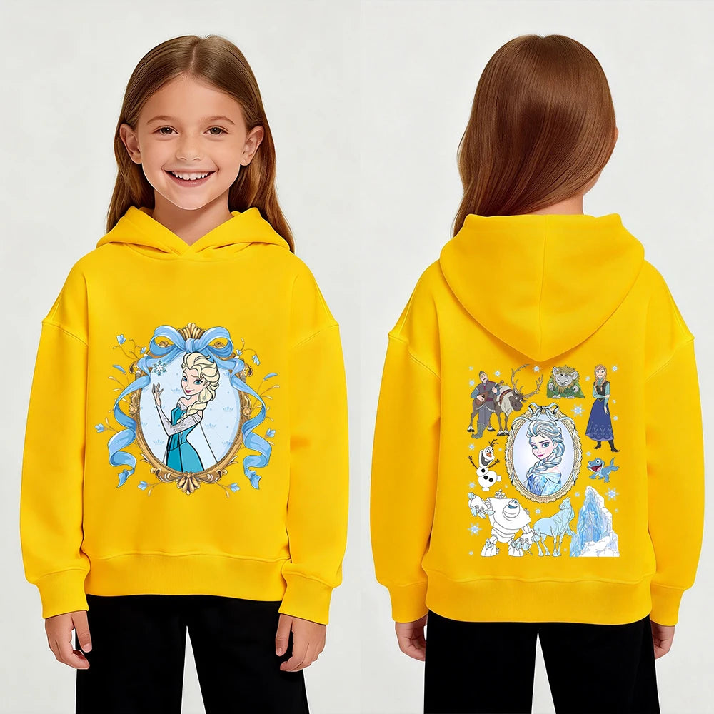 Disney Princess Elsa Cartoon Print Autumn/Winter Children's Fashion Casual Warm Hoodie Coat - ShoreCo.Shop