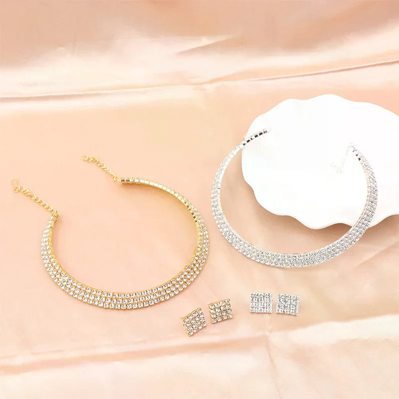 4Pcs/set Bridal Jewelry Set Necklace Bracelets Ring Earrings Set Super Gorgeous Luxury Shiny Fashion Jewelry Party Gift    Home Decor Supply | Online Retail | ShoreShopper.com