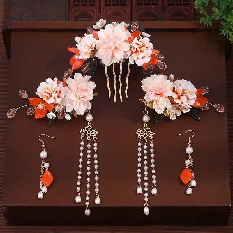1 Set Ancient Headwear Hairpins Complete Super Immortal Made Headwear New Simple Pink flower Children's Ancient Headwear    Your Coastal Marketplace | Shoreshopper.com
