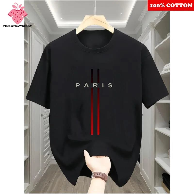Fashion Paris Print T-shirt Men's Summer New 2025 New 100% Cotton Neck Short Short Sleeve Tee Gym Casual comfort Sports Top Men    Home Decor Supply | Online Retail | ShoreShopper.com
