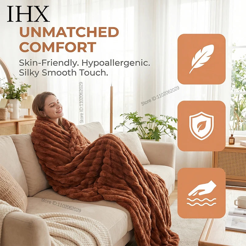 IHX Solid Color Imitation Rabbit Plush Milk Plush Thickened Thermal Leisure Home Blanket Office Nap Blanket, Custom Blanket Size    Your Coastal Marketplace | Shoreshopper.com
