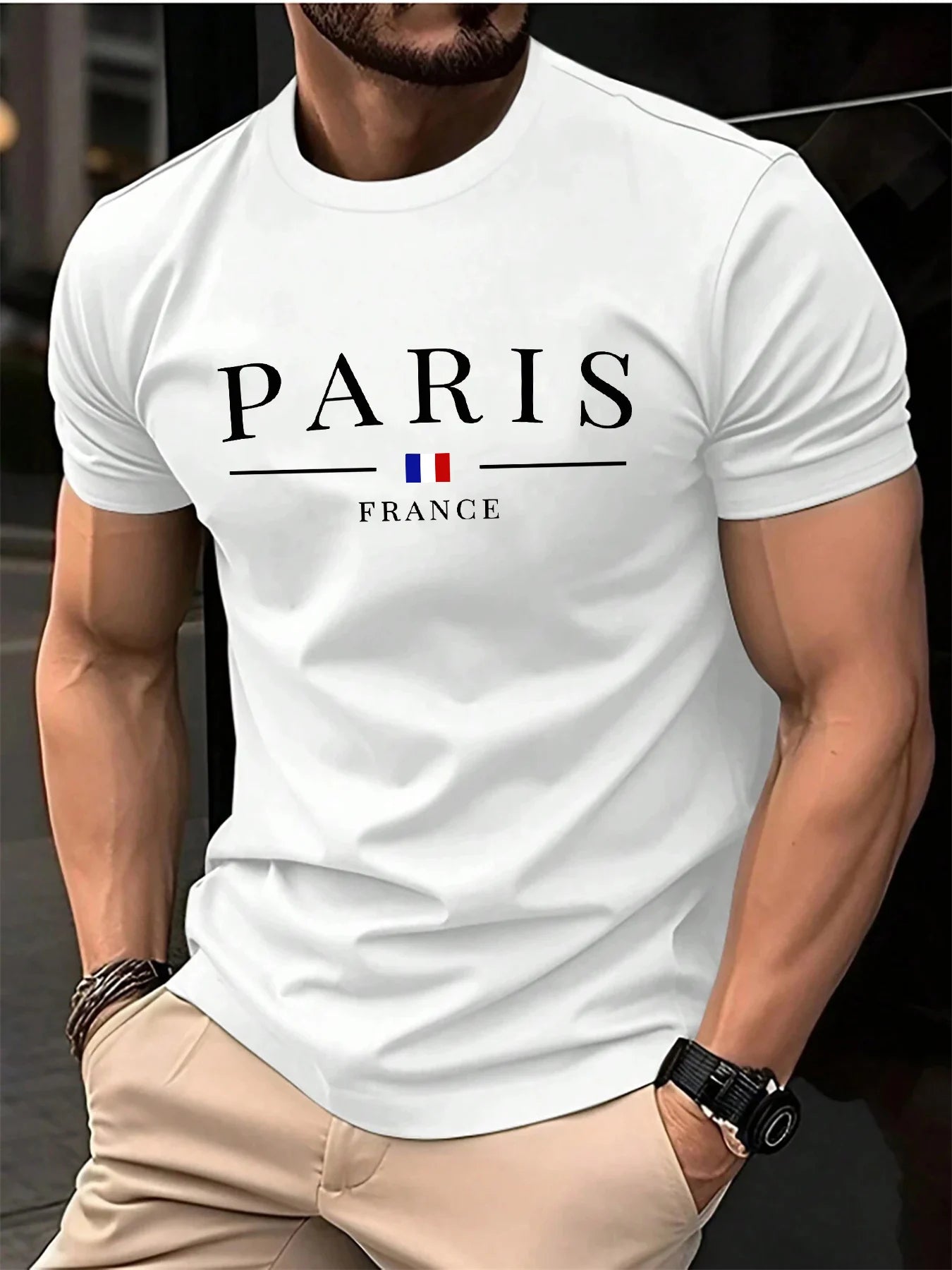 French Paris Print Men Women Pure Cotton T-shirt Popular Casual Fashion Trend Street Loose Sport Short-sleeve Adult Top Clothing    Home Decor Supply | Online Retail | ShoreShopper.com