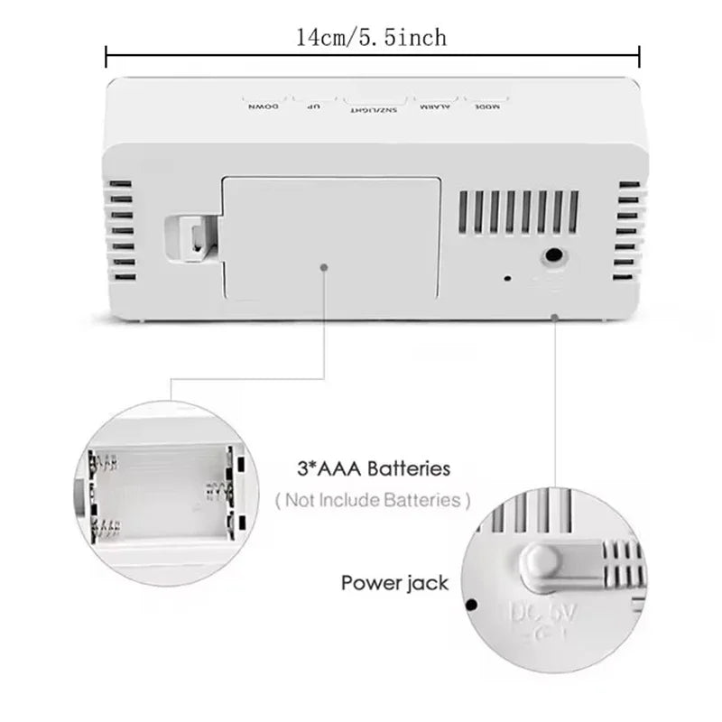 1Pc White Digital Clock LED Mirror Table Clock Snooze Display Time Night Light Desktop USB Alarm Clock Home Decor Desk Clock    Home Decor Supply | Online Retail | ShoreShopper.com