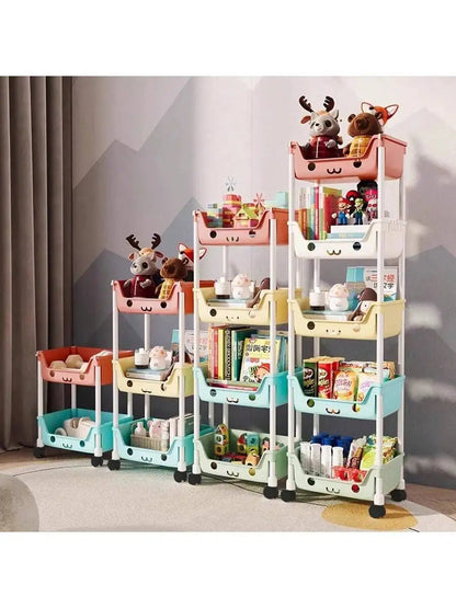 Multi-Tier Rolling Storage Cart, Slim Rolling Cart with Storage Bins and Hooks - Space-Saving Organizer, 360° Rotating Storage C    Home Decor Supply | Online Retail | ShoreShopper.com