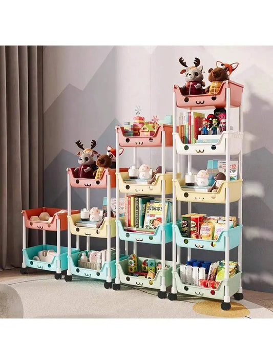 Multi-Tier Rolling Storage Cart, Slim Rolling Cart with Storage Bins and Hooks - Space-Saving Organizer, 360° Rotating Storage C    Home Decor Supply | Online Retail | ShoreShopper.com