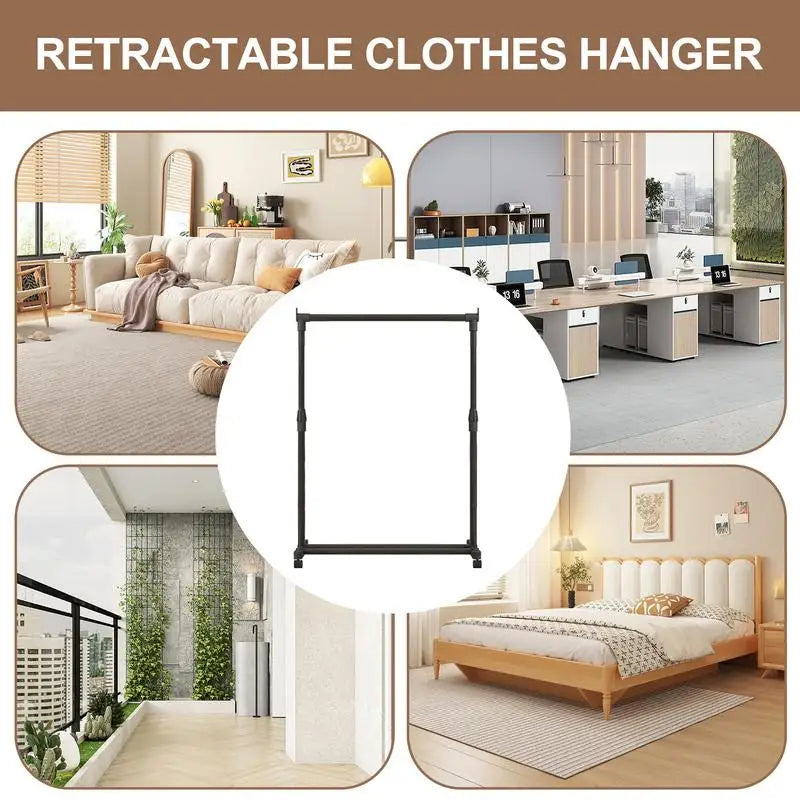Clothes Rack With Wheels Metal Telescopic Adjustable Laundry Shop Living Room Bedroom Garment Rack Heavy-duty Standing Hanger    Home Decor Supply | Online Retail | ShoreShopper.com