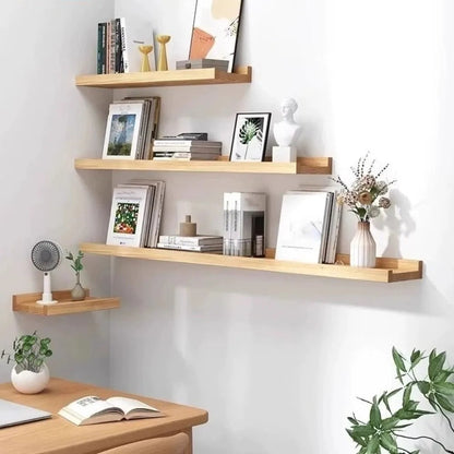 Space Saving Wooden Floating Shelf Minimalist Style Decorative Display Stand Rustic Bookshelf Organizer Living Room    Home Decor Supply | Online Retail | ShoreShopper.com
