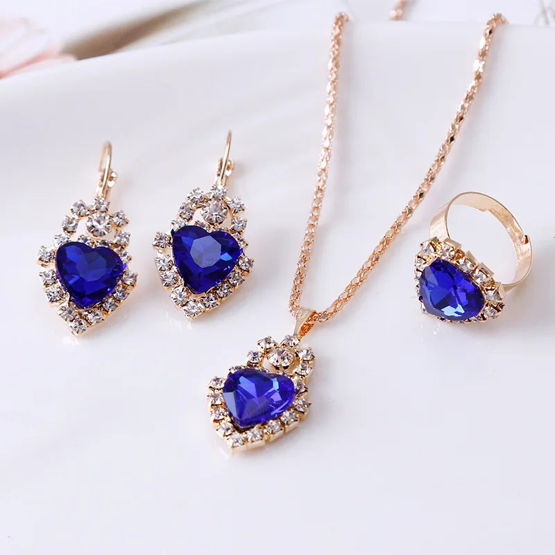 Jewelry Sets Women Wedding Jewelry Set for Brides Gold-Color Zirconia Earring Pendant Necklace Ring Sets    Home Decor Supply | Online Retail | ShoreShopper.com