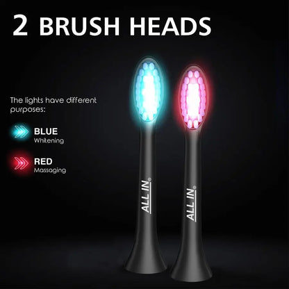 Sonic Rechargeable LED Whitening Toothbrush Blue amp RED LED Light Technology 4 Advanced Deep Cleaning Modes with a Timer Adult - ShoreCo.Shop